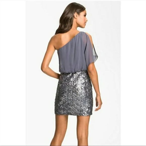 Aidan Mattox Sequin one shoulder dress size 4 - Picture 3 of 6